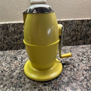 Vintage Yellow Ice-O-Matic Manual Ice Crusher